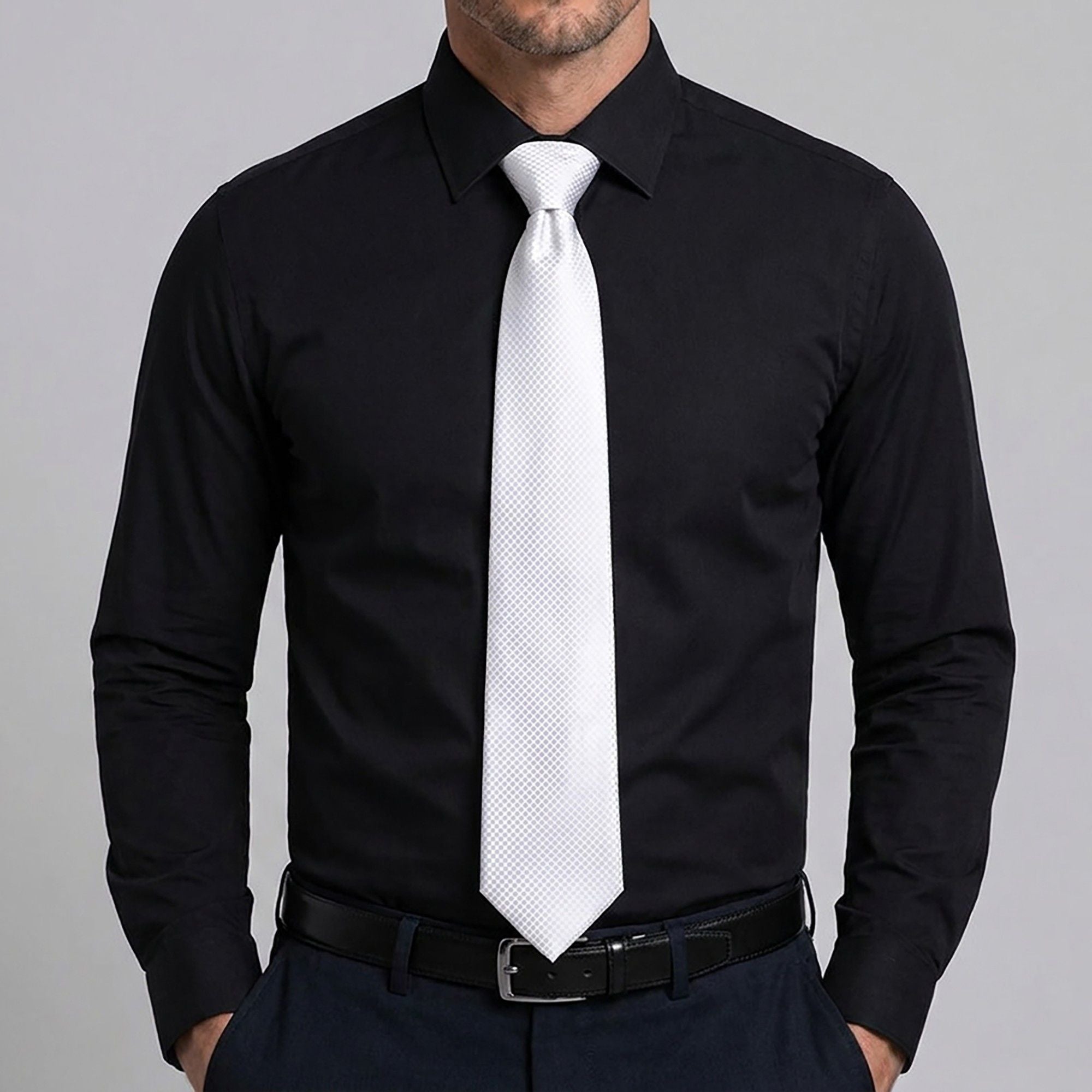 Men's Jacquard Woven Tie Set with Pocket Square Cufflinks and Tie Clip