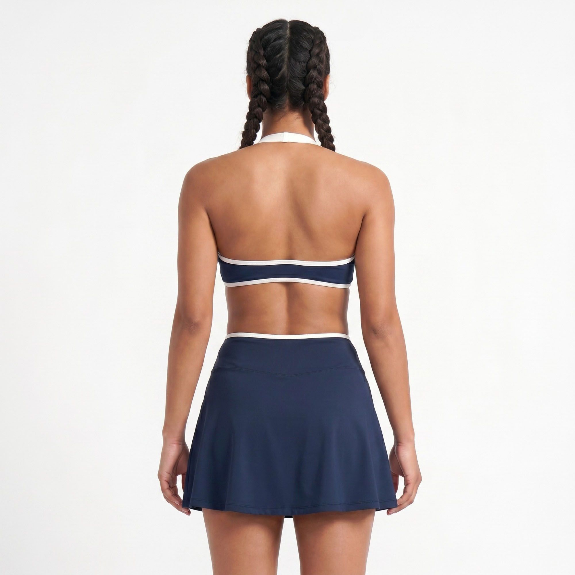 Padded Halter Sports Bra Tank Top Contrast Trim Workout Yoga Crop Top