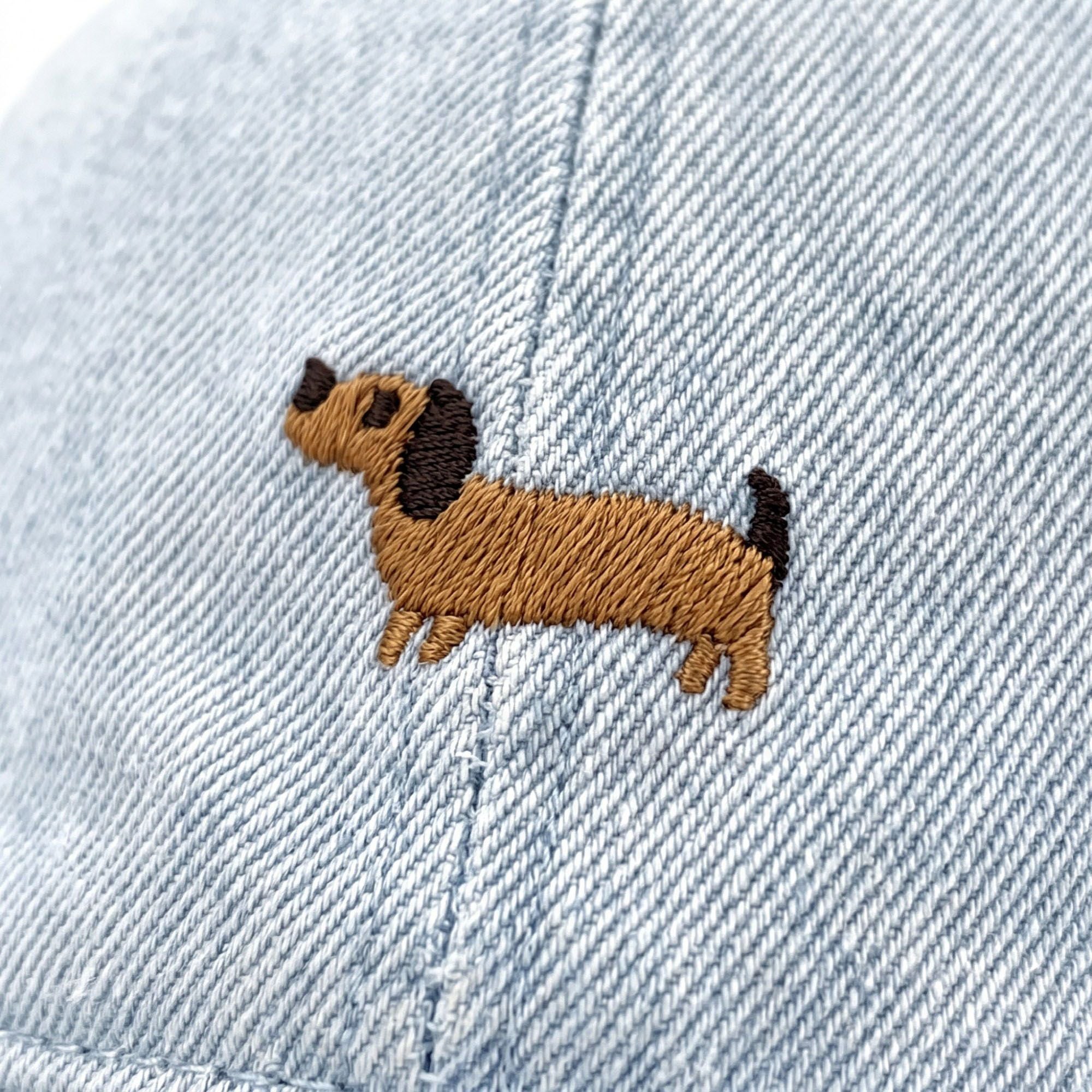 Embroidered Dachshund Baseball Cap Washed Curved Brim Casual Hat