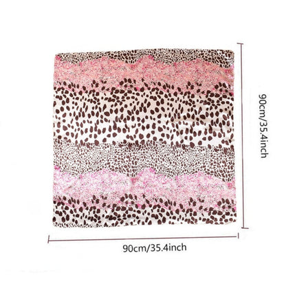Anna-Kaci Women's Square Satin Scarf with Mixed Animal Print Pattern and Lightweight Silky Texture