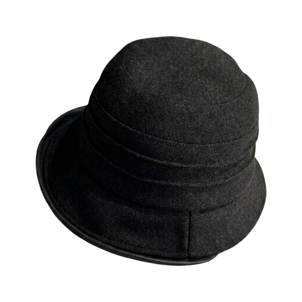Structured Cloche Hat Pleated Crown Contrast Trim Wide Brim Bucket Hat