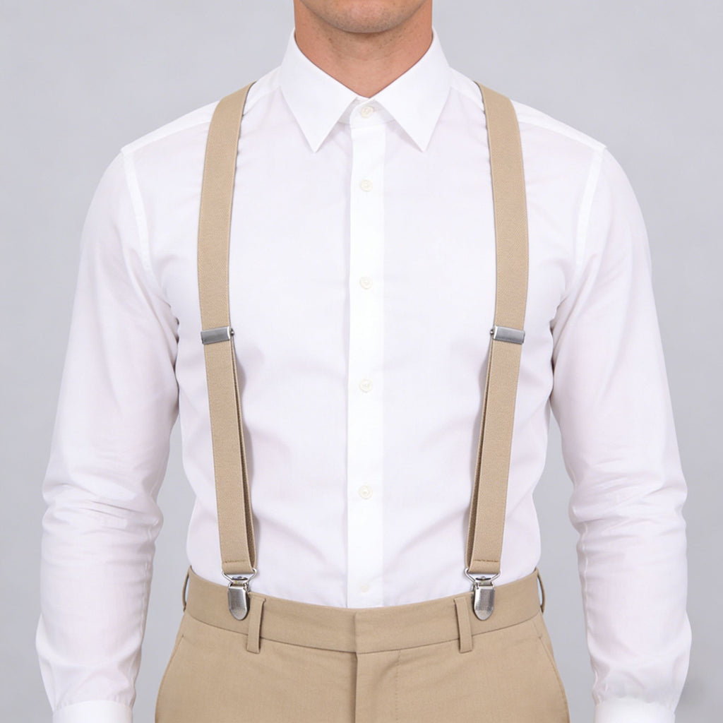 Anna-Kaci Men's Elastic Suspenders 47 inches - Adjustable 4-Clips Formal & Casual Suspenders for Trousers