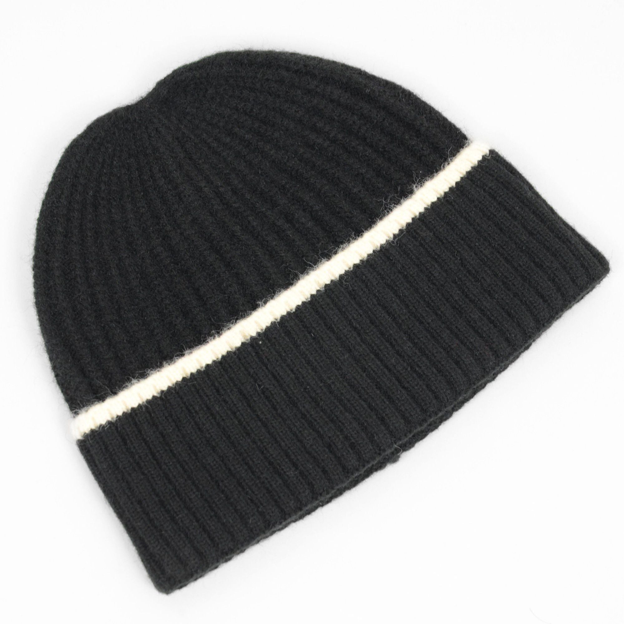 Anna-Kaci Women's Ribbed Knit Beanie Hat with Contrast Trim and Folded Cuff