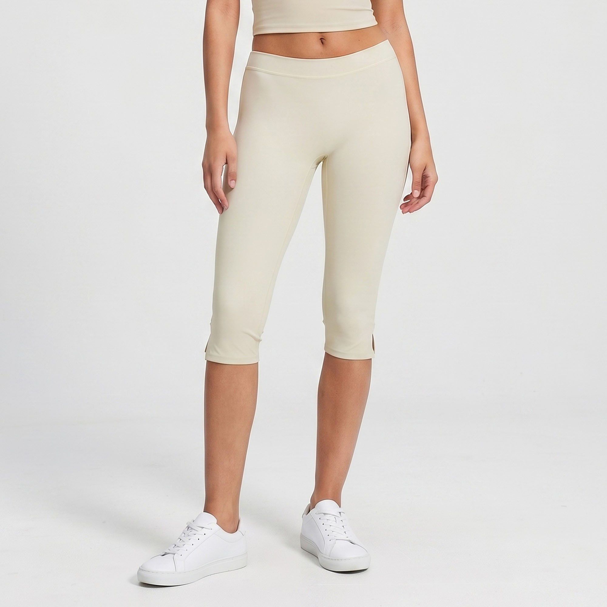 High Waist Capri Leggings Side Slit Cropped Workout Yoga Pants