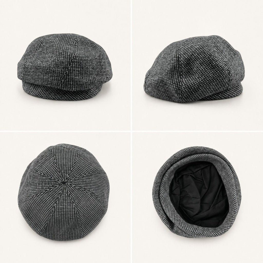 Wool Blend Houndstooth Beret Hat Vintage Painter Cap for Fall Winter