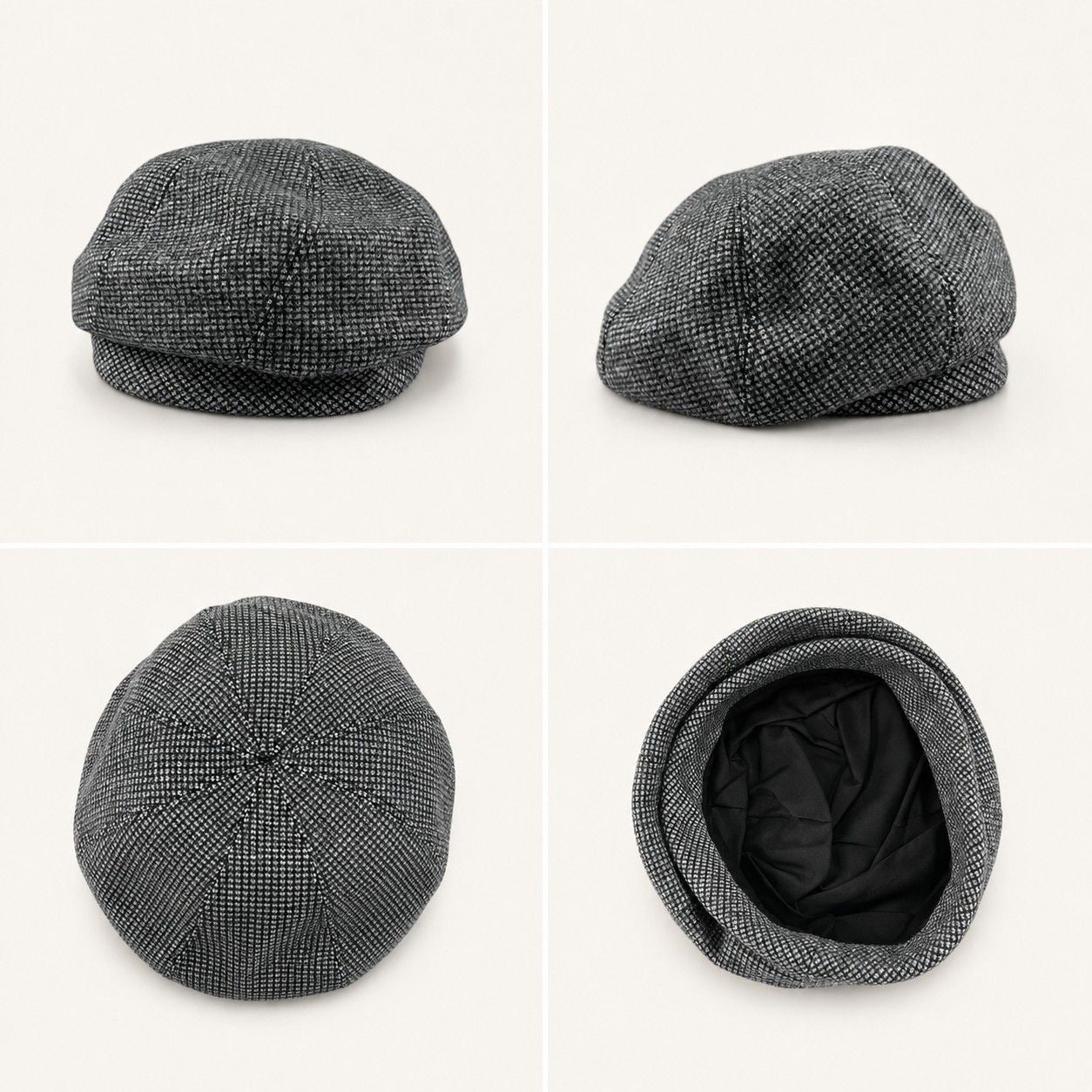 Wool Blend Houndstooth Beret Hat Vintage Painter Cap for Fall Winter