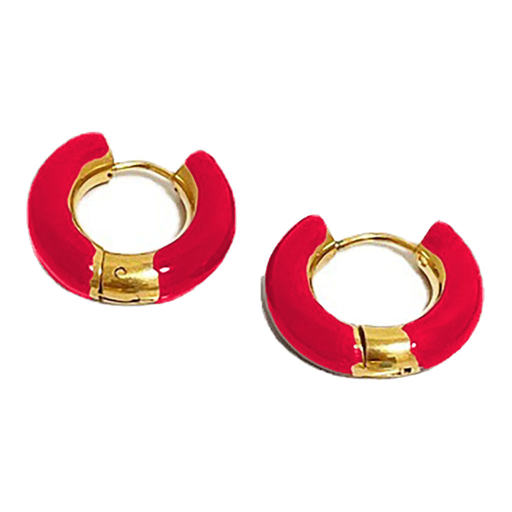 Women's Enamel Huggie Hoop Earrings - Small Hoops for Everyday Wear