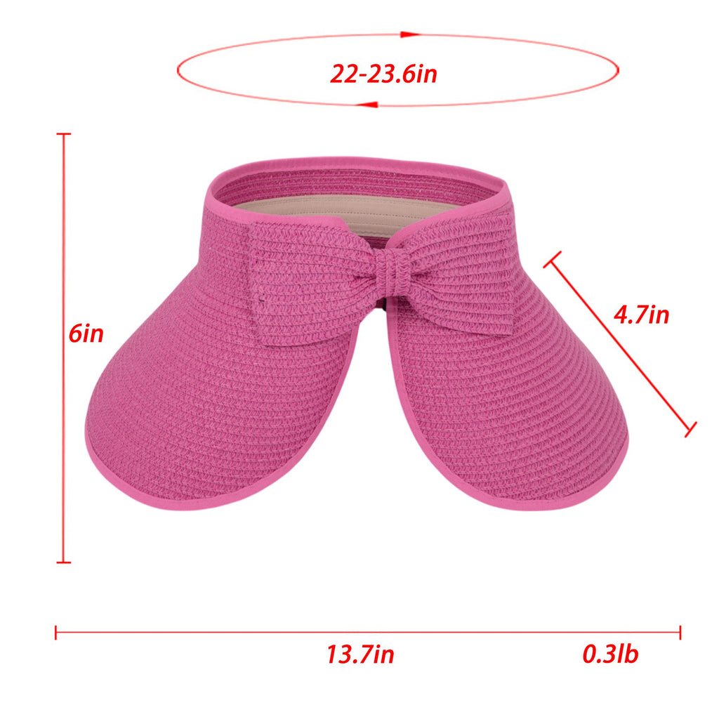 Anna-Kaci Women's Wide Brim Visor Hat with Bow Detail Adjustable Velcro Closure for Beach or Outdoor Protection