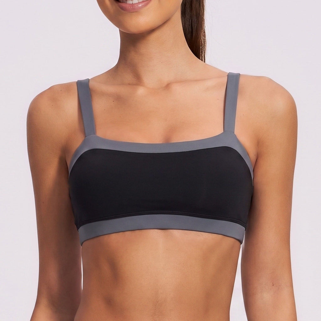 Square Neck Sports Bra with Slim Straps for Running Gym Training and Everyday Activewear