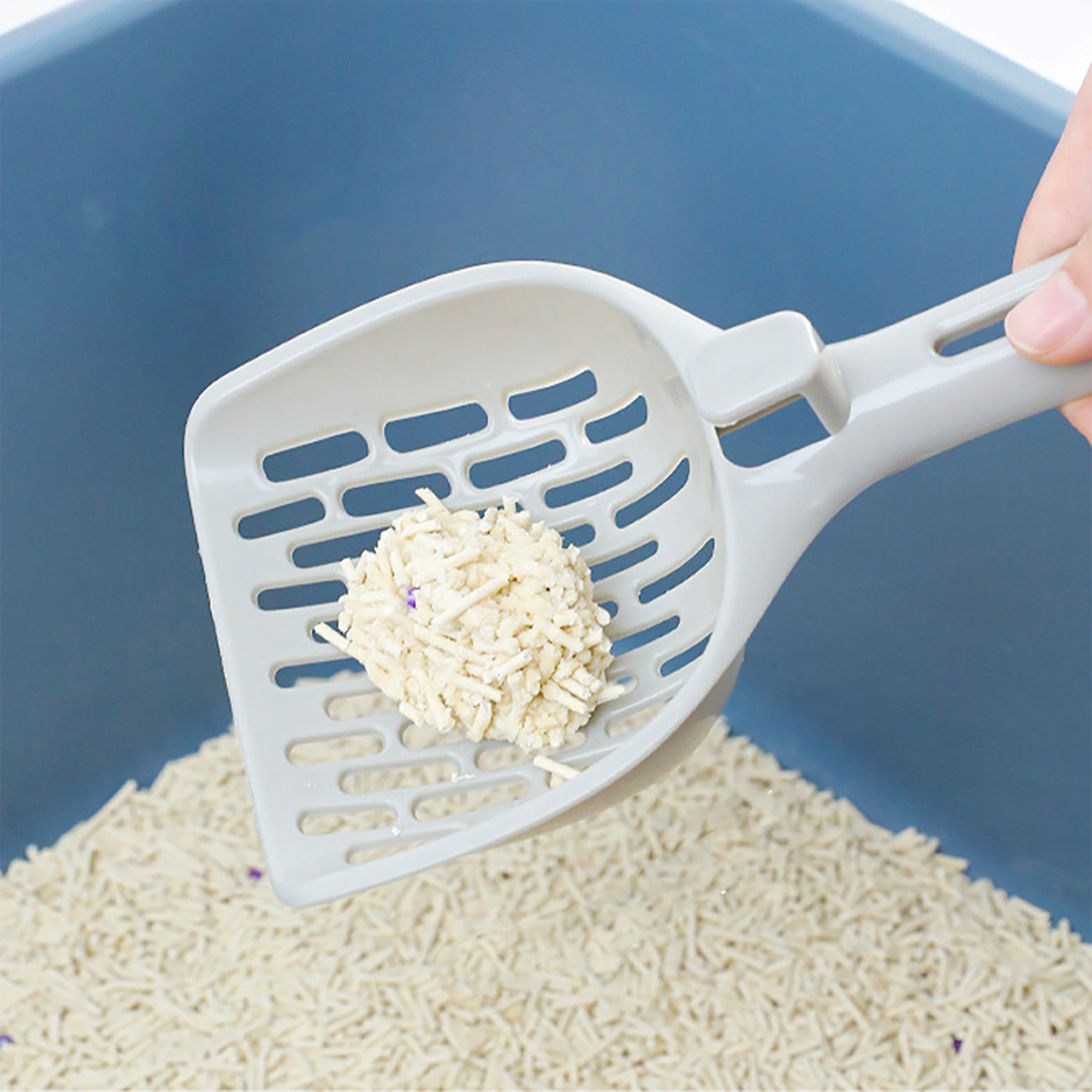 Plastic Cat Litter Scoop with Sifter Slots and Hanging Handle