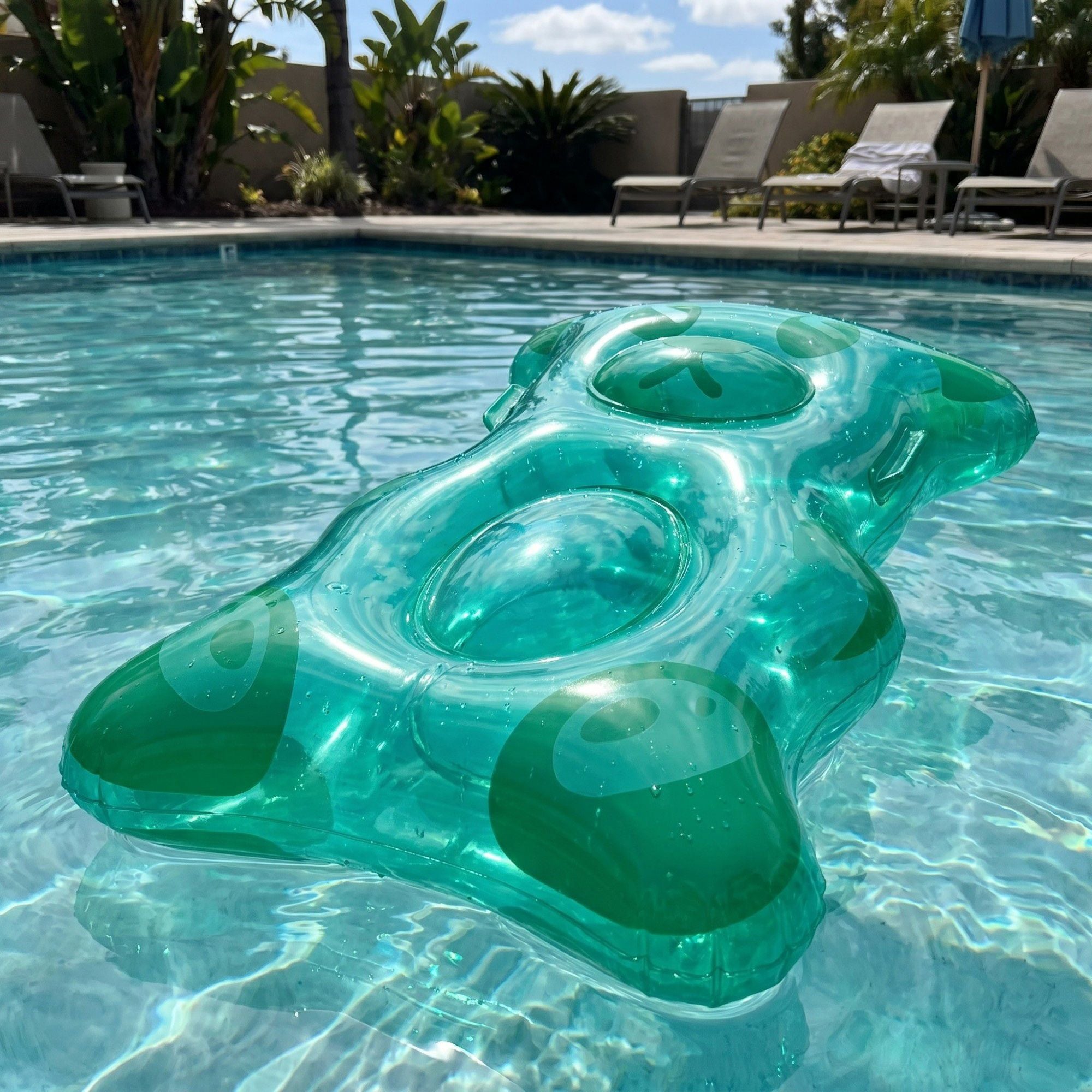 Inflatable Pool Float Lounger with Cup Holder Ergonomic Design Durable PVC Water Float for Pool Beach 35.4x22.8in
