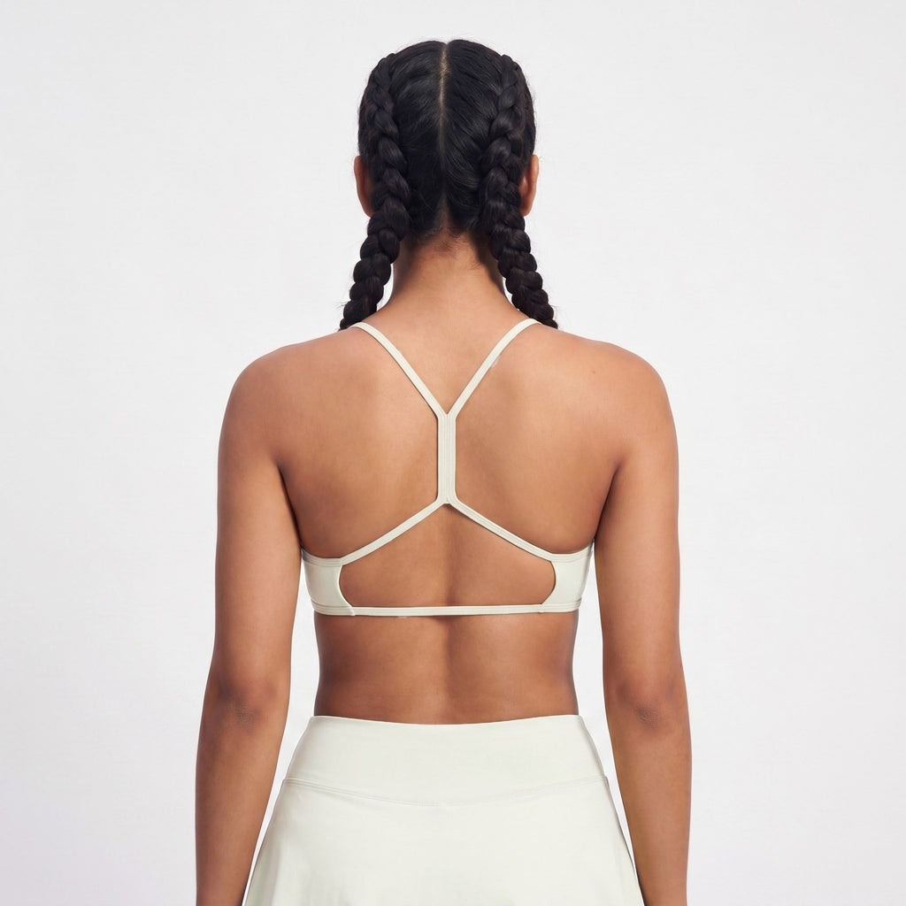 Padded Strappy Back Sports Bra Tank Top Scoop Neck Workout Yoga Crop Top