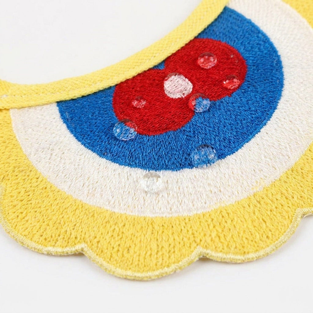 Pet Bib Collar Soft Adjustable Knit Bandana with Colorful Embroidered Design for Cats and Dogs