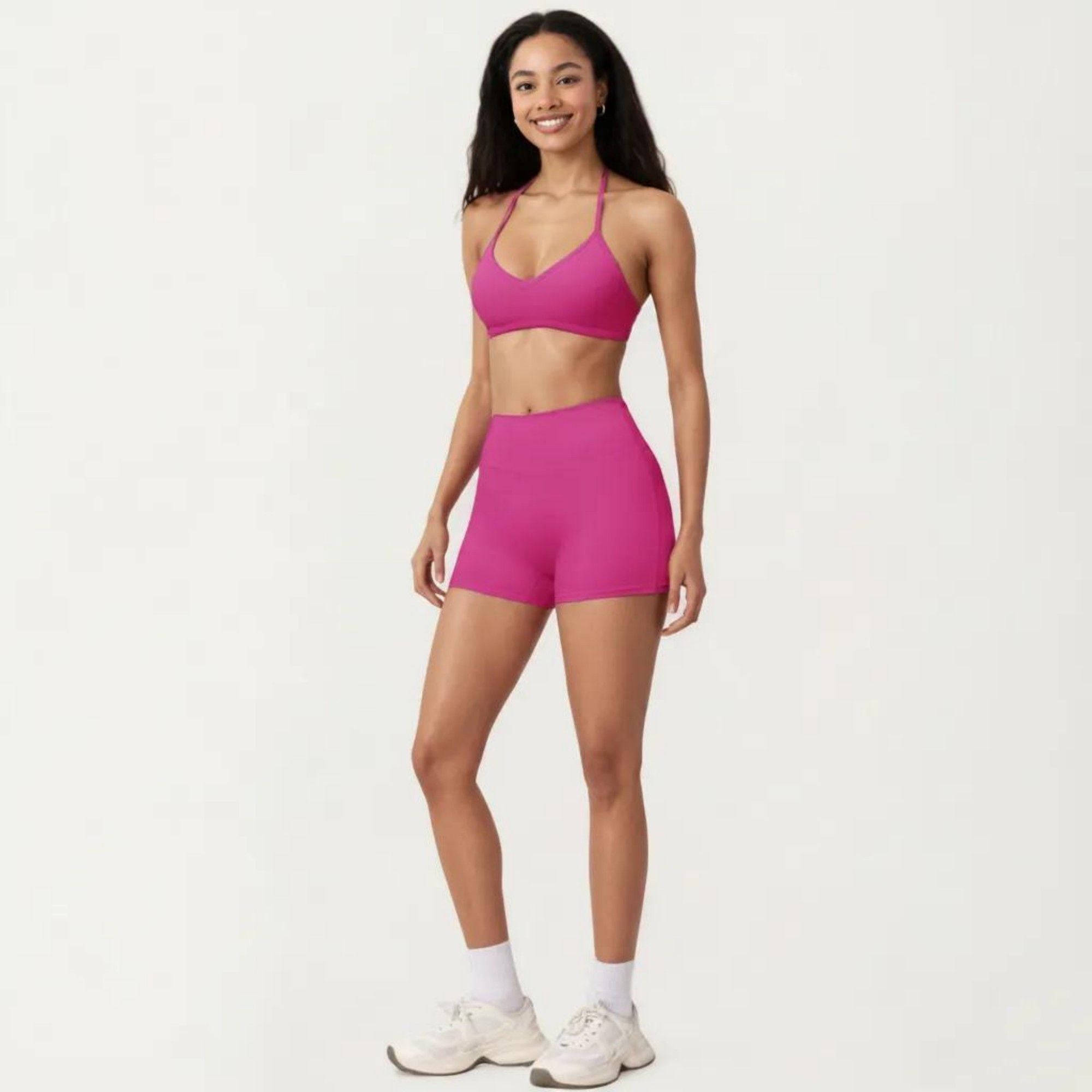 Anna-Kaci Active Women's Halter Sports Bra with V Neckline and Smooth Stretch Fit