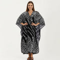 Anna-Kaci Women's Floral Print Kaftan Maxi Dress with V-Neck Button Front and Flowy Batwing Sleeves