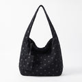Polka Dot Hobo Tote Bag with Wide Shoulder Strap and Matching Pouch 12.5x13x5.5in
