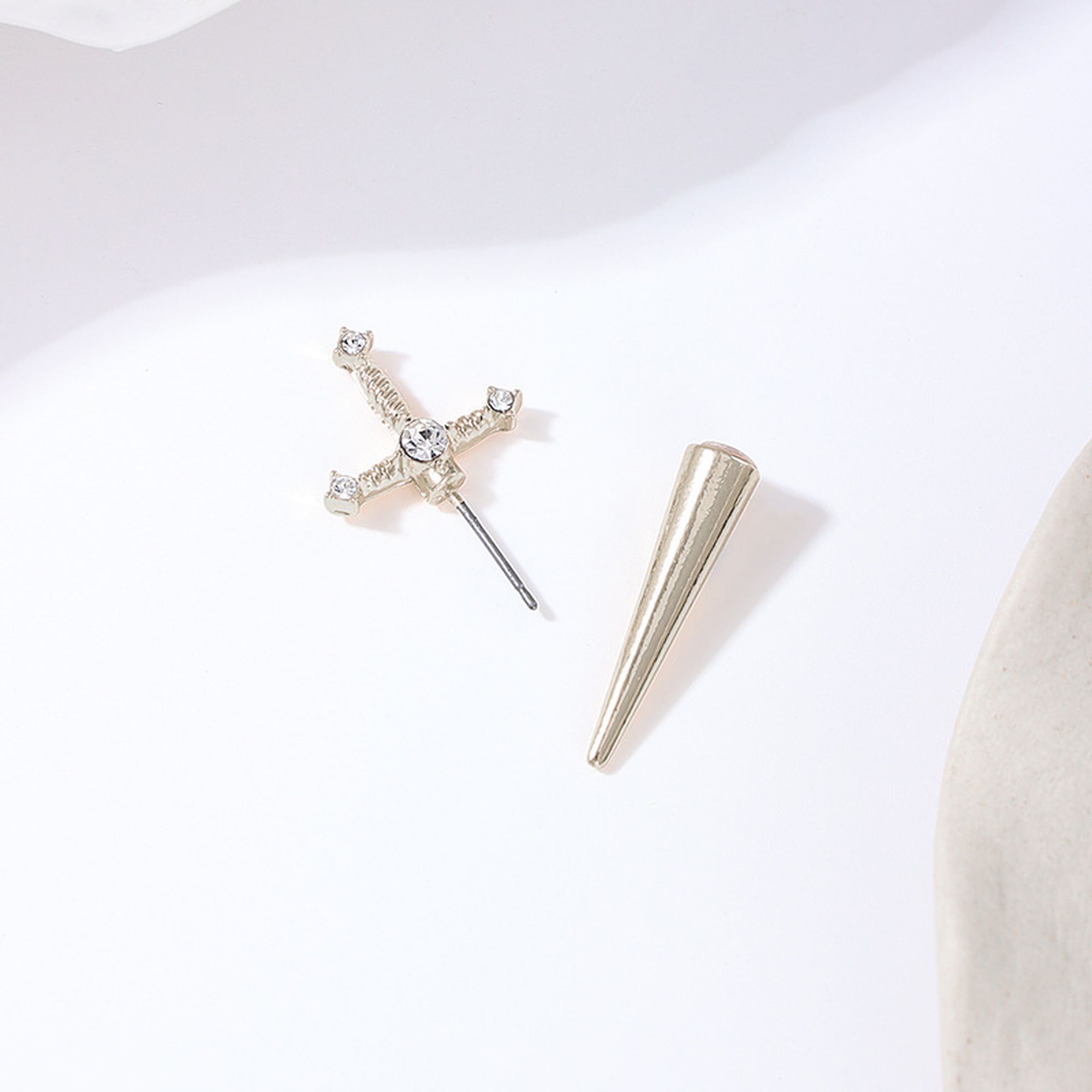 Women's Swords Drop Earrings with Crystals