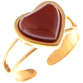 Anna-Kaci Gold Tone Heart Fashion Ring with Red Gemstone Accent