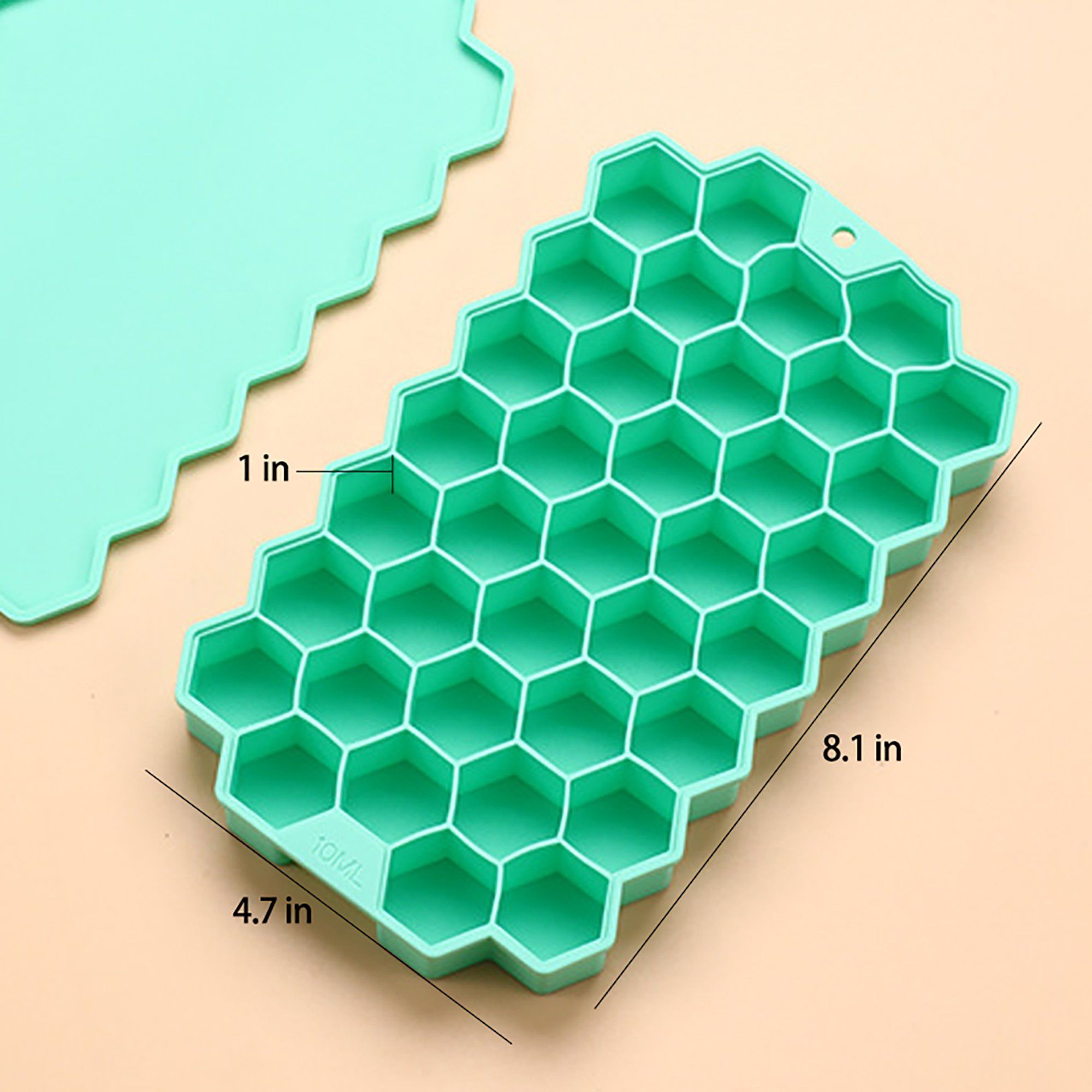 2-Piece Honeycomb Ice Cube Tray - 37-Grid Flexible Mold with Spill-Resistant Lid