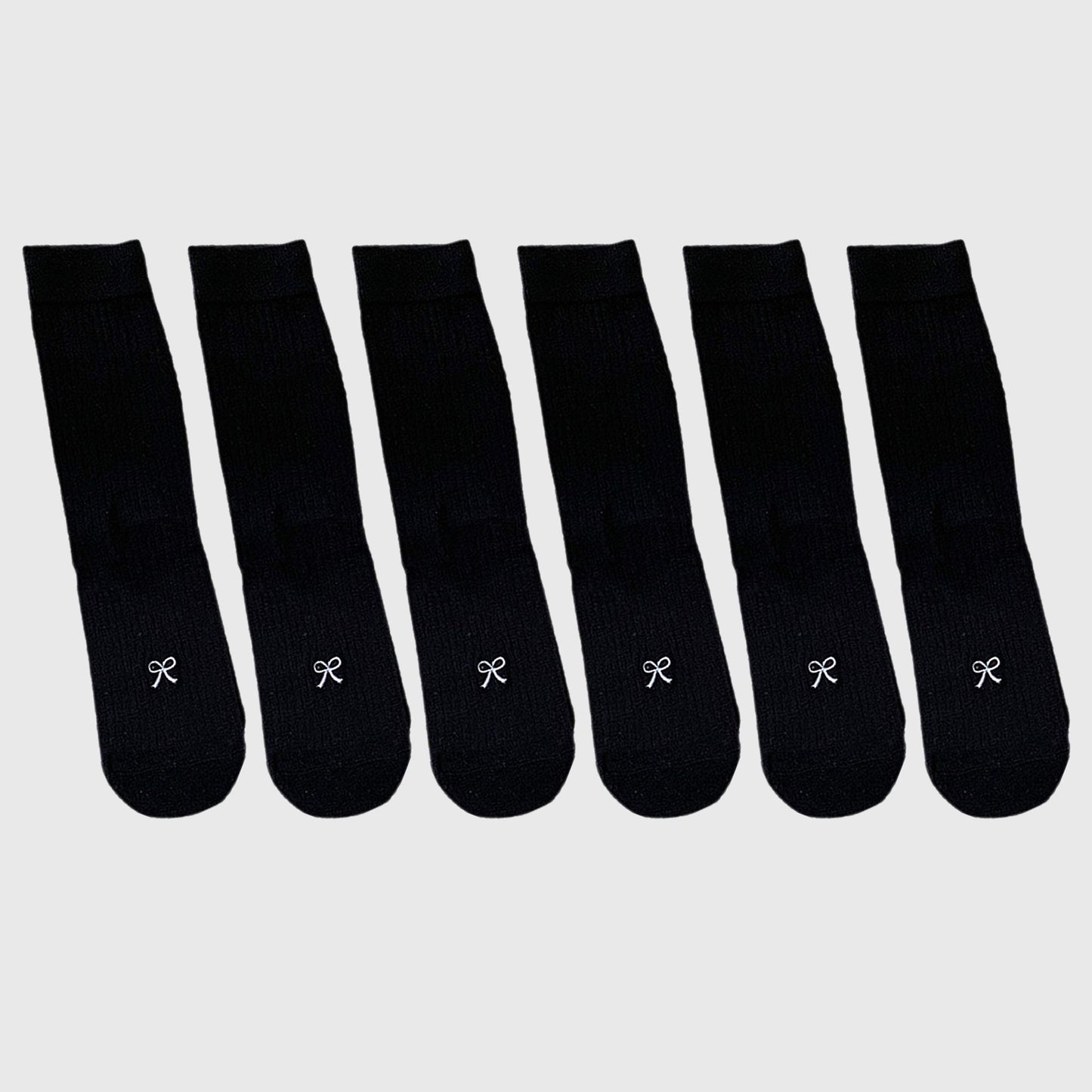 Anna-Kaci Women's Ribbed Ankle Socks with Bow Embroidery 6Pk