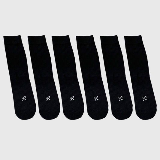 Anna-Kaci Women's Ribbed Ankle Socks with Bow Embroidery 6Pk