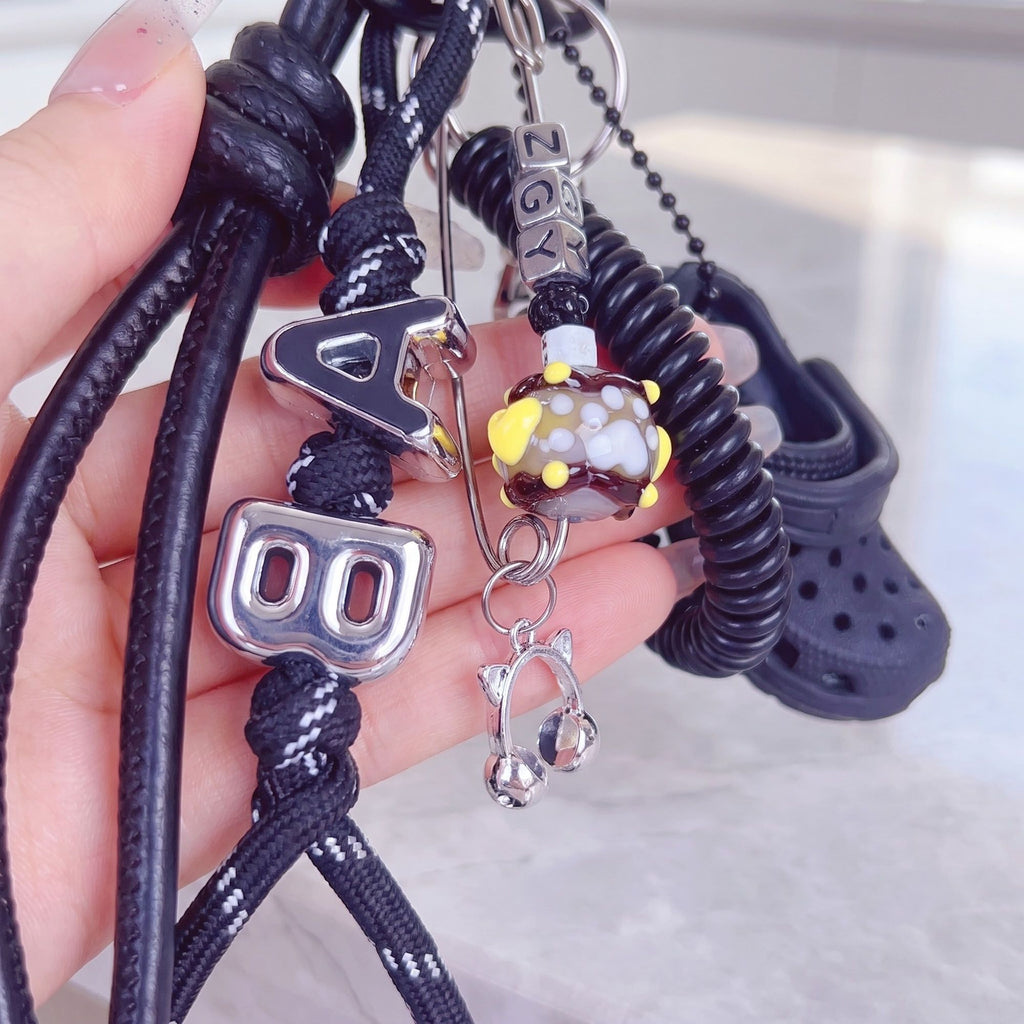 Multi-Charm Accessory with Hanging Clip and Letter Accents