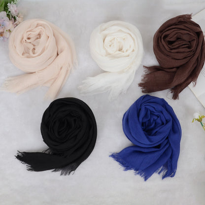 Anna-Kaci Lightweight Solid Cotton Linen Scarf Large Long Gauze Beach Wrap Shawl 78 Inches