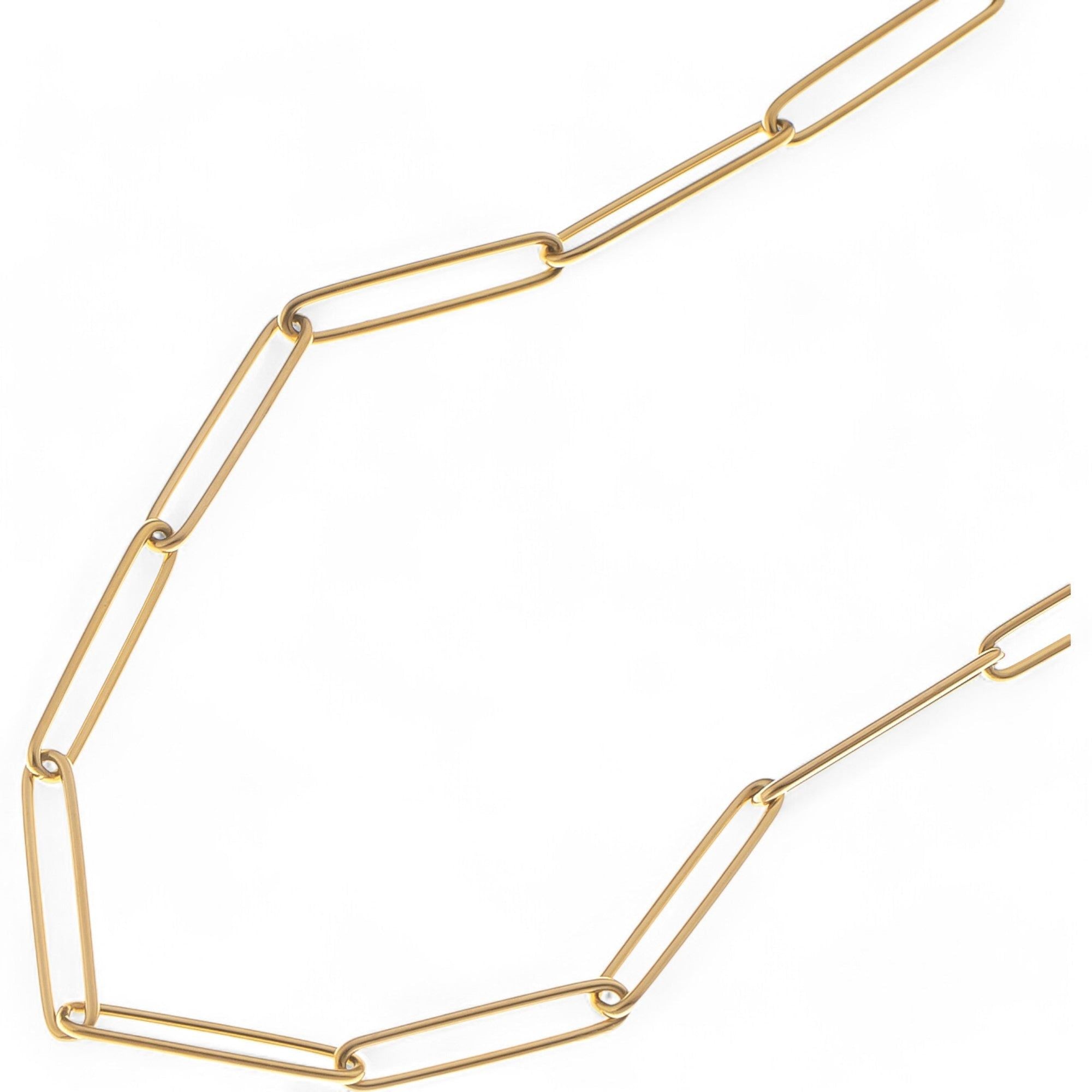 Women's Minimalist Gold Tone Paperclip Chain Fashion Necklace Simple Modern Design