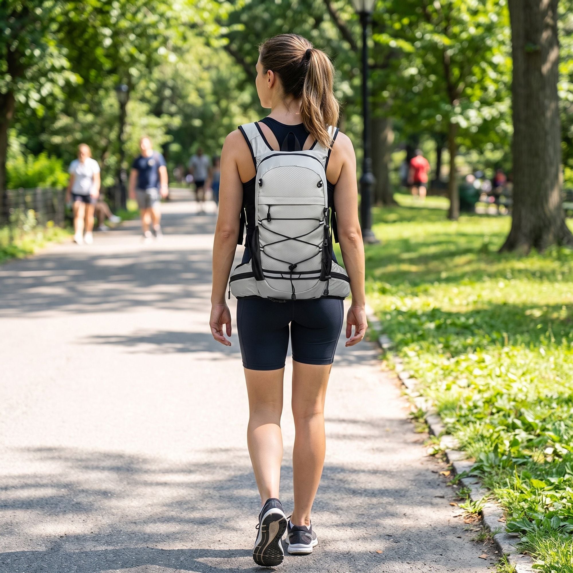 Outdoor Hiking Backpack with Bungee Cord Front Pocket Side Mesh Pockets Waist Belt