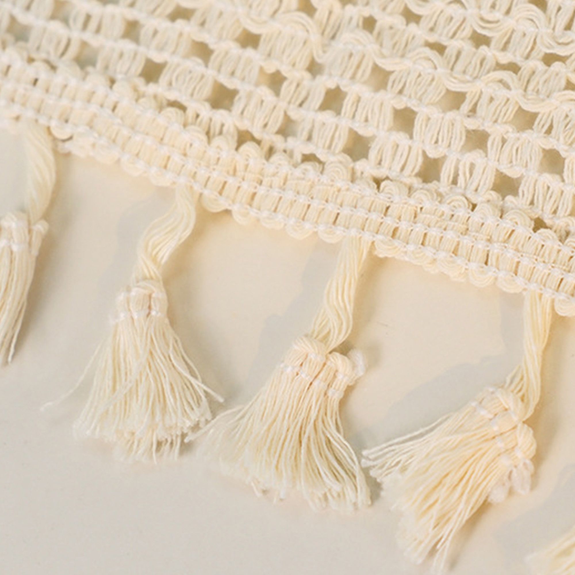 Open Knit Kimono Cover Up with Tassel Trim