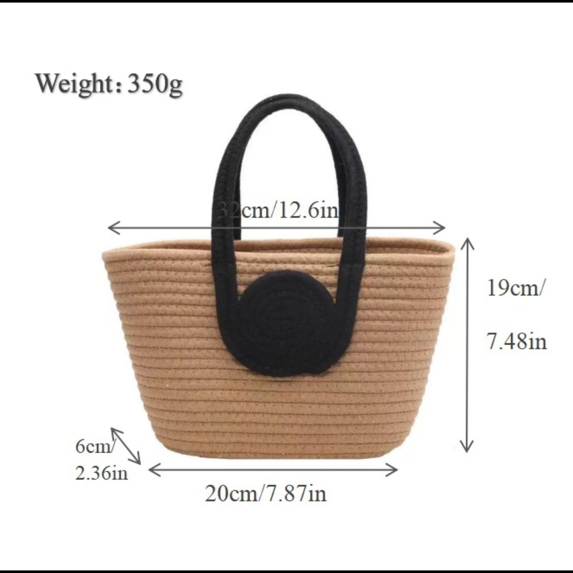 Woven Cotton Rope Handbag Open Top Handbag for Casual and Everyday Use