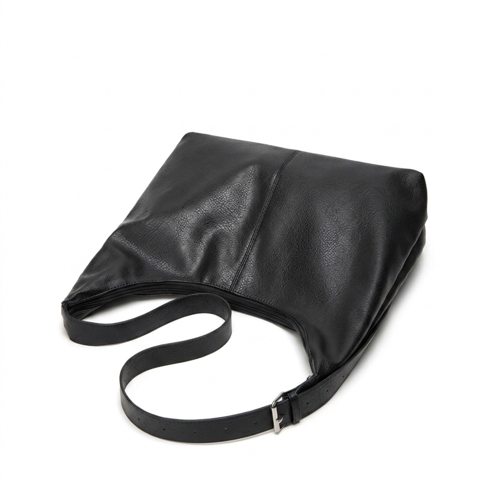 Faux Leather Hobo Shoulder Bag with Adjustable Strap and Roomy Pockets
