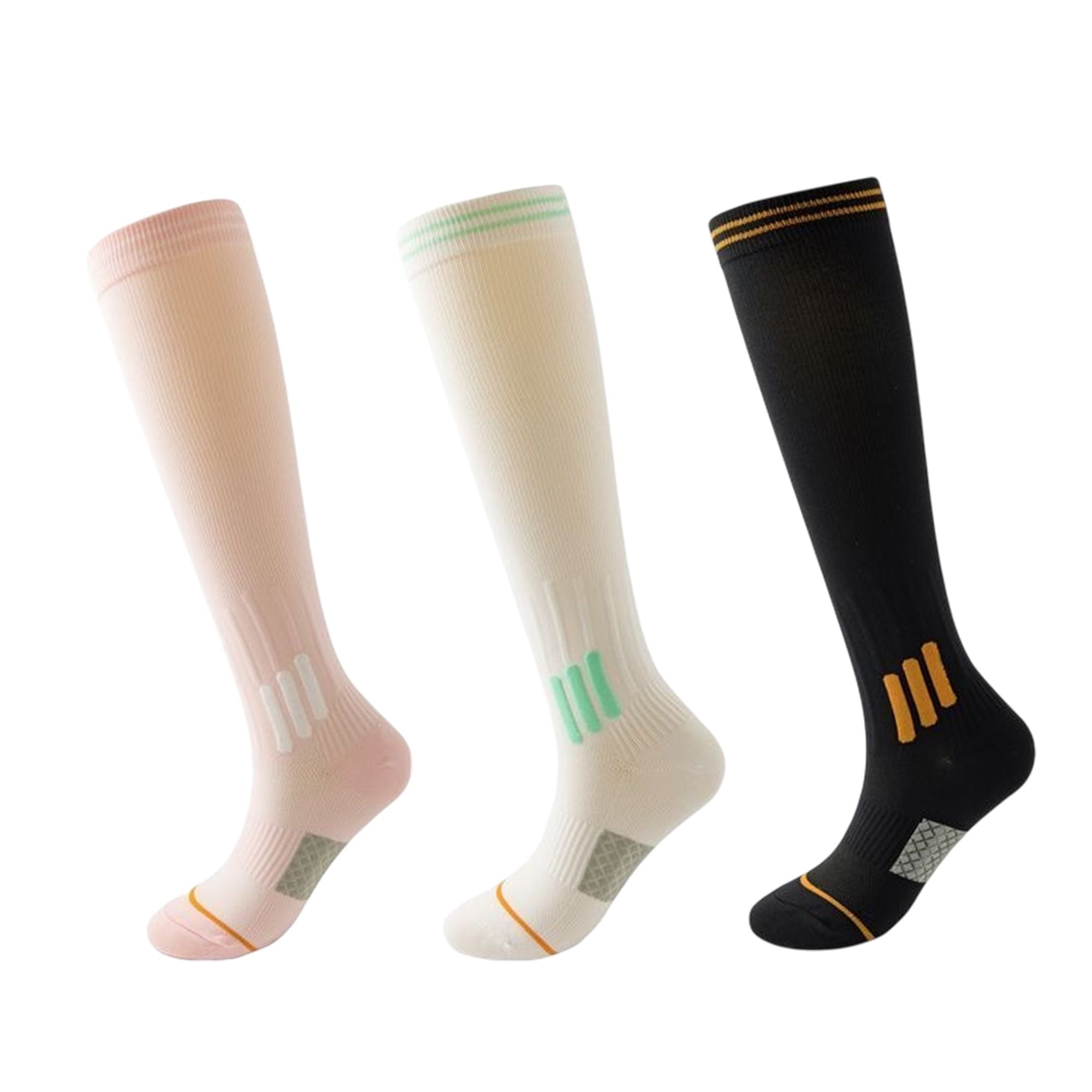 Anna-Kaci 3-Pair Set Knee-High Compression Athletic Socks Breathable Anti-Slip Support Design for Running and Jump Rope