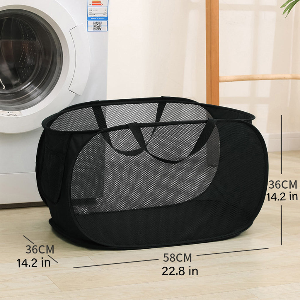 Collapsible Mesh Laundry Basket Large Capacity Pop Up Hamper Foldable Clothes Storage Bin