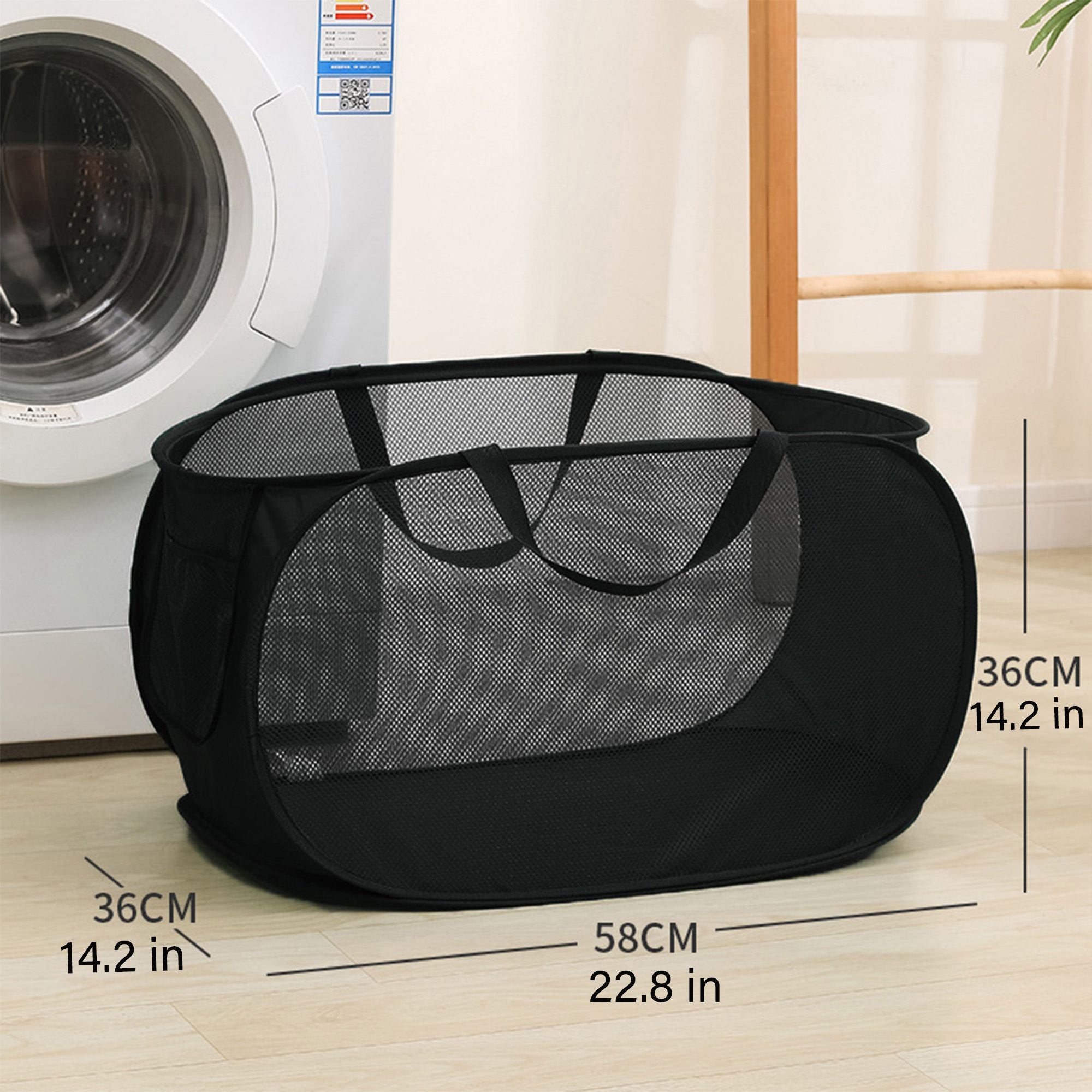 Collapsible Mesh Laundry Basket Large Capacity Pop Up Hamper Foldable Clothes Storage Bin