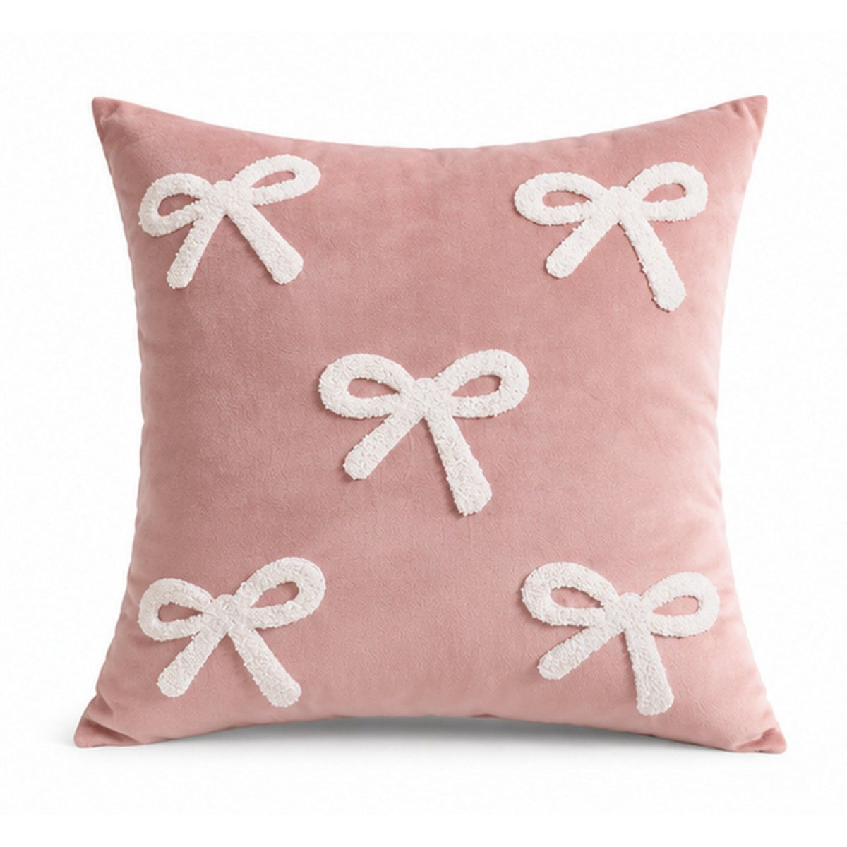 1 Piece Decorative Bow Throw Pillow Cover Soft Velvet Christmas Accent 18 x 18 Inch