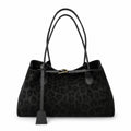 Leopard Print Shoulder Tote Bag with Magnetic Closure Buckle Detail and Tassel