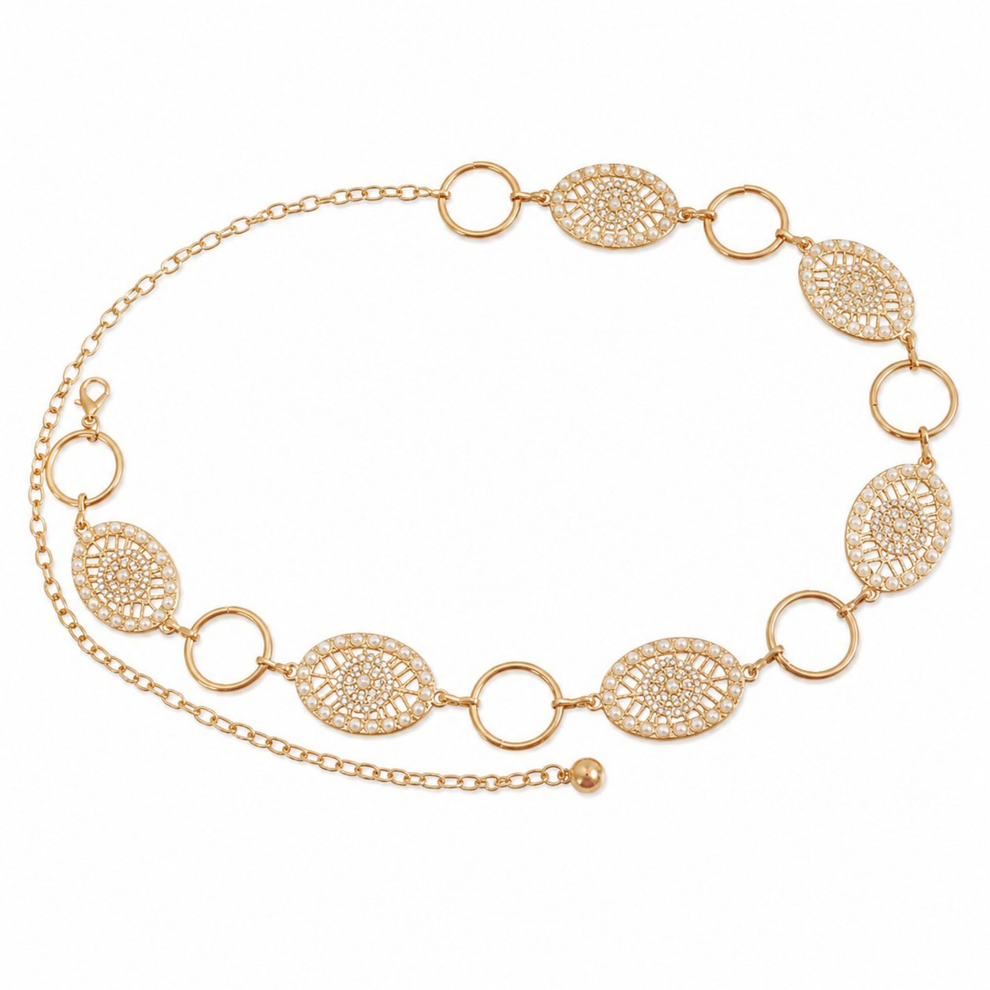 Boho Floral Medallion Chain Belt for Dresses