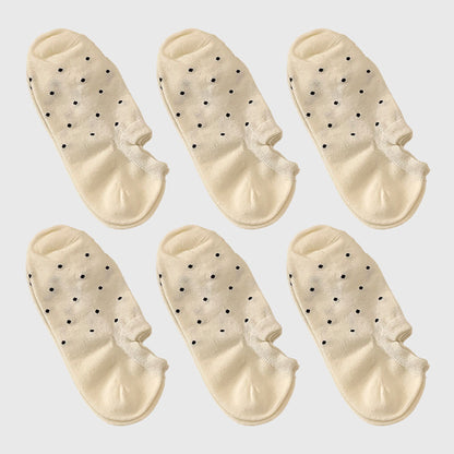 Anna-Kaci Women's 6pk Polka Dot No-Show Socks, Cute Casual Ankle Socks