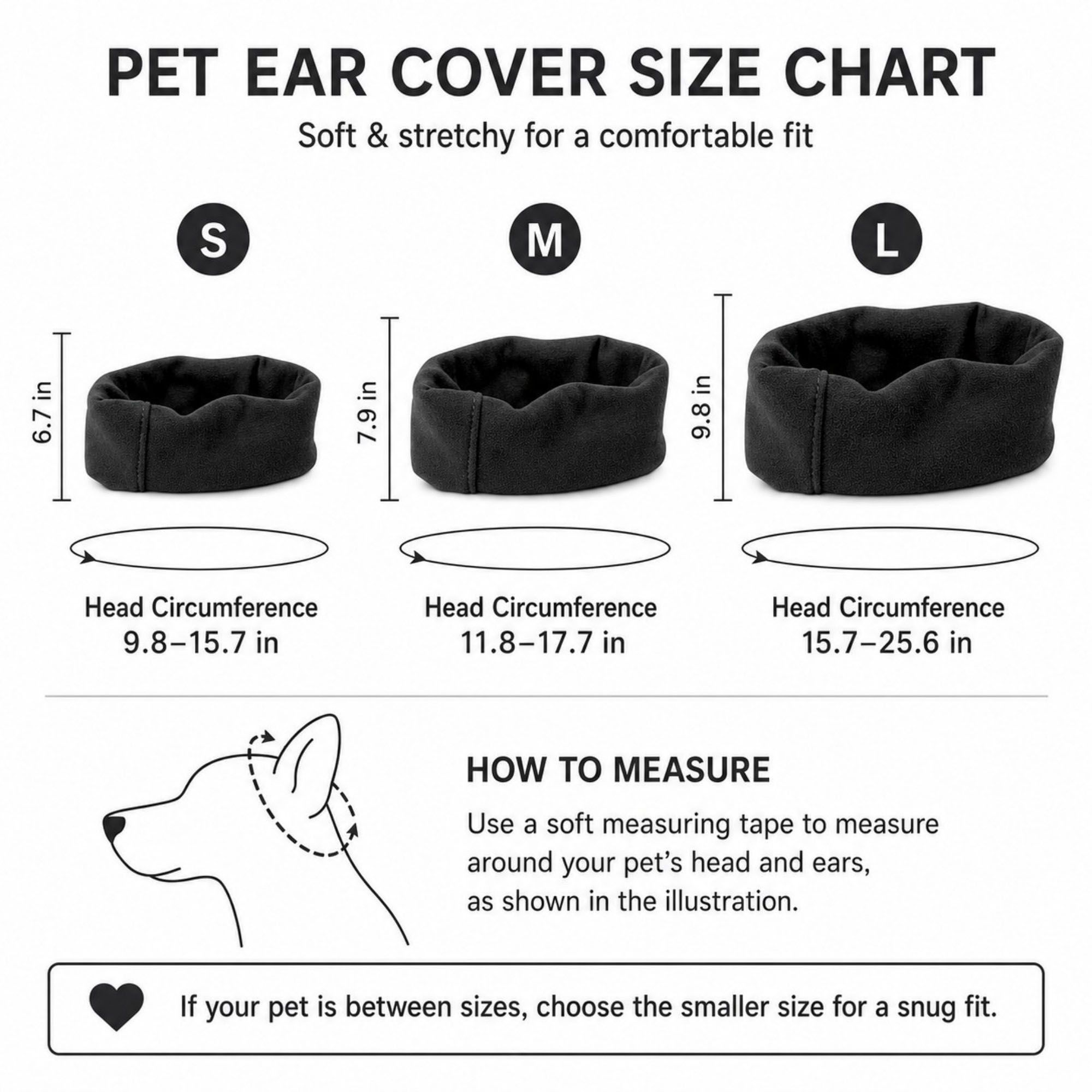 Pet Cat and Dog Ear Cover Soft Stretchy Snood for Grooming, Noise Reduction and Cold Weather