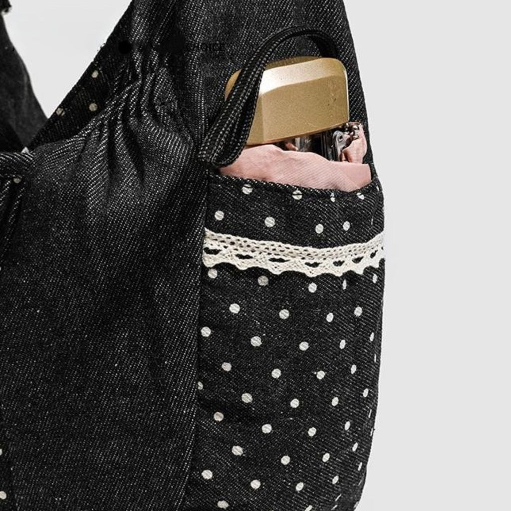 Polka Dot Hobo Shoulder Bag Large Capacity Crossbody Tote for School Work and Travel