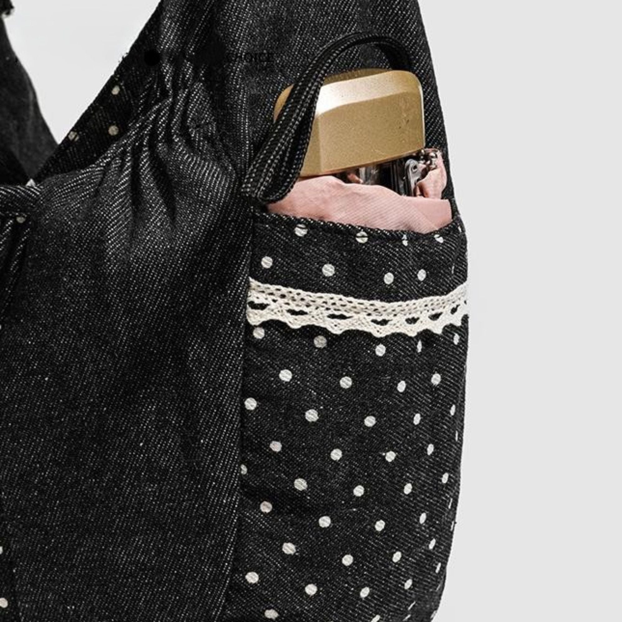 Polka Dot Hobo Shoulder Bag Large Capacity Crossbody Tote for School Work and Travel