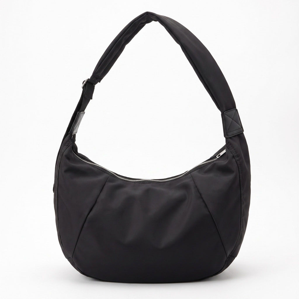 Oversized Crescent Sling Bag with Wide Adjustable Strap and Top Zipper 17.5x10x6.5in