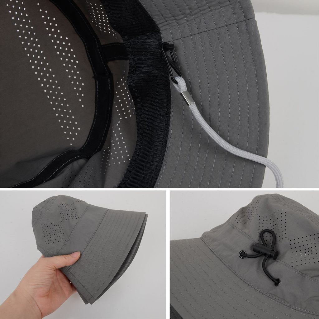 Anna-Kaci Lightweight Packable Bucket Hat with Ventilated Crown Chin Strap and Adjustable Fit for Travel Hiking and Outdoor Use