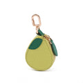 Pear Pouch Bag Charm with Zipper Closure and Gold Tone Clip