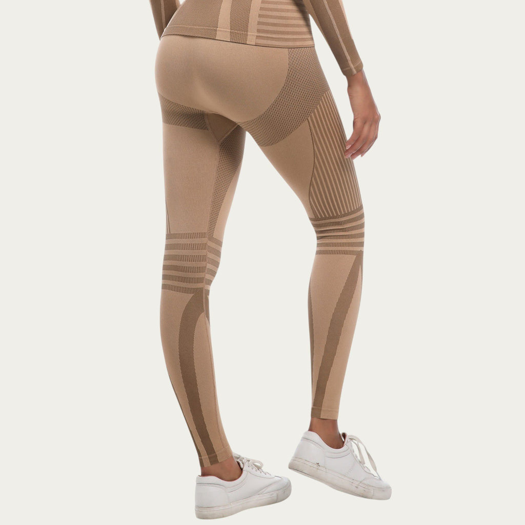 Anna-Kaci Active Women's Seamless High Waist Ribbed Leggings with Sculpting Contour Panels and Compression Fit