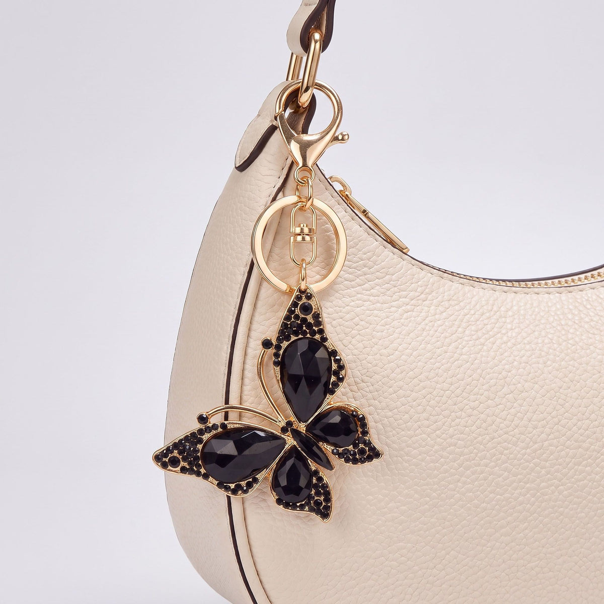 2pc Butterfly Rhinestone Keychain Bag Charm with Lobster Clasp