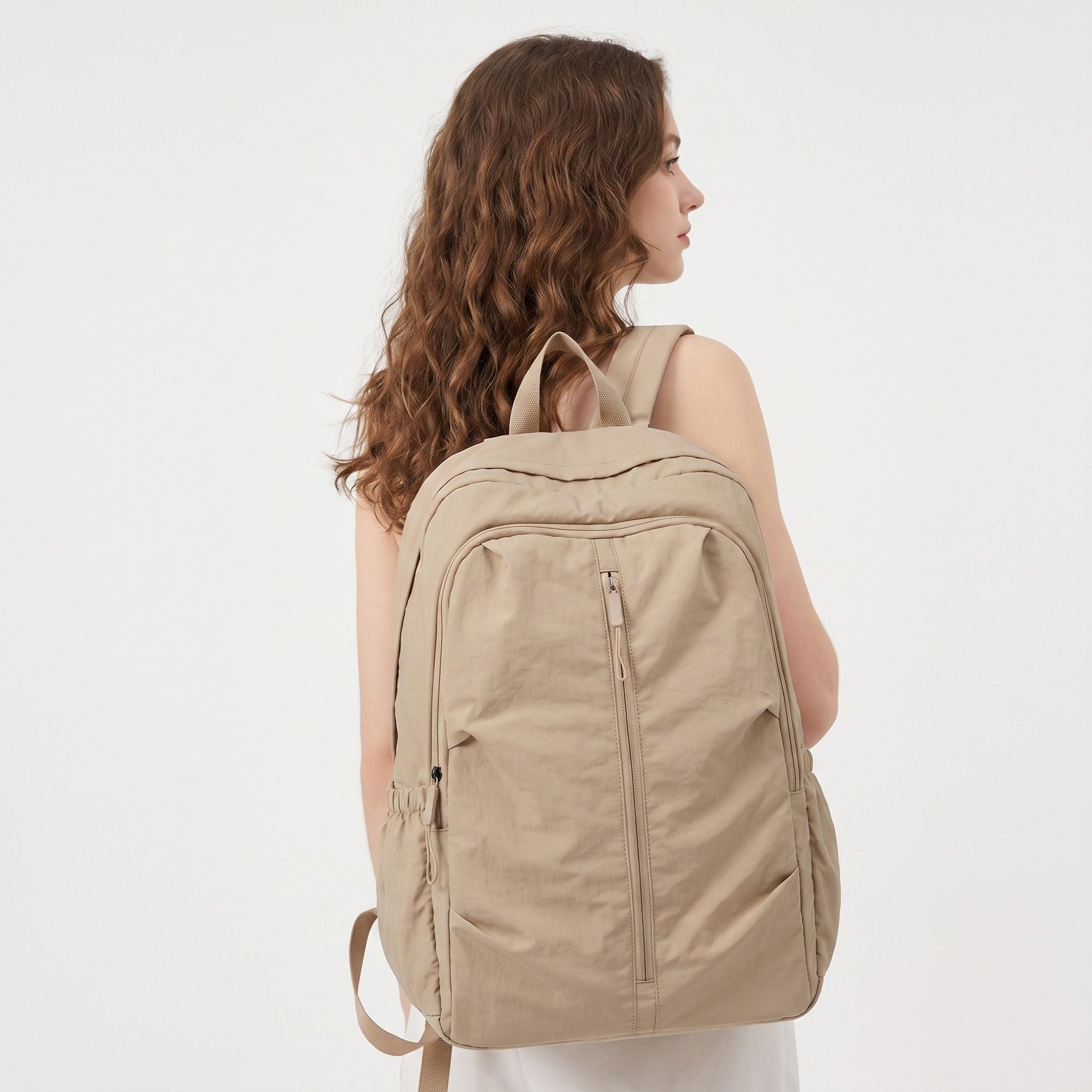 Lightweight Travel Backpack with Large Front Zip Compartment Side Pockets and Padded Shoulder Straps