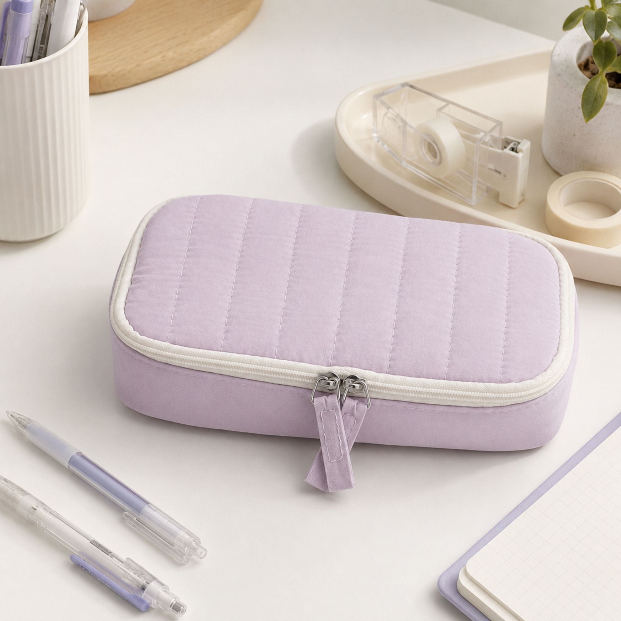 Capacity Pencil Case Stationery Organizer Pen Pouch with Mesh Pocket and Double Zipper