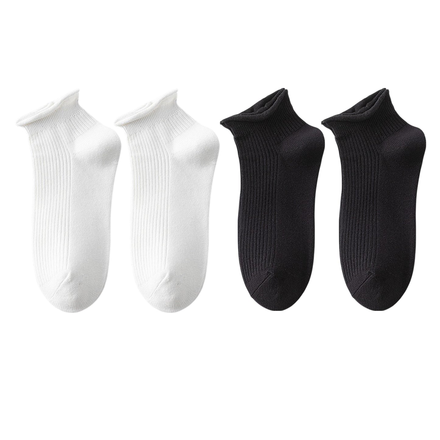Anna-Kaci 4 Pairs Women's Ultra-Thin Ribbed Ankle Socks Soft Stretch Breathable Design in Multiple Color Combinations